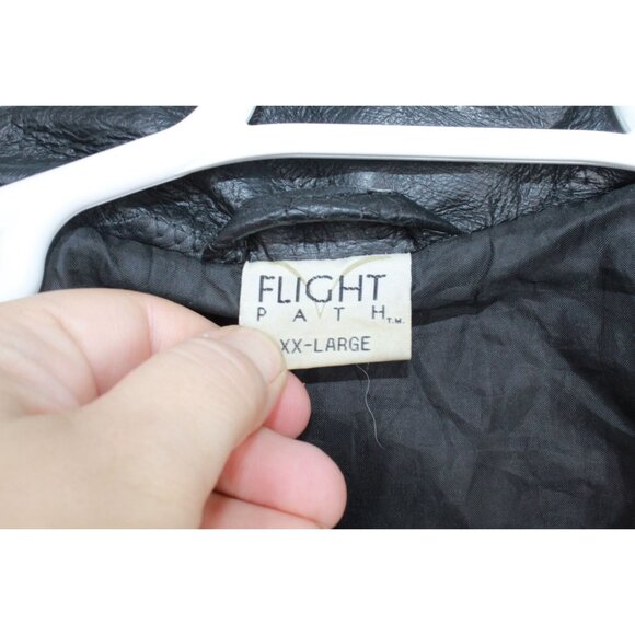 Vintage 90s Flight Path Black Stitch Pattern Motorcycle Biker Jacket Size XXL - Picture 8 of 9